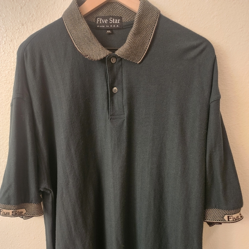 Five Star Mens Black Polo Shirt Sz XXL